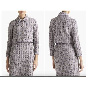 St. John Evening Broken Check Sleeveless Tweed Knit Sheath Dress & Jacket SZ 10